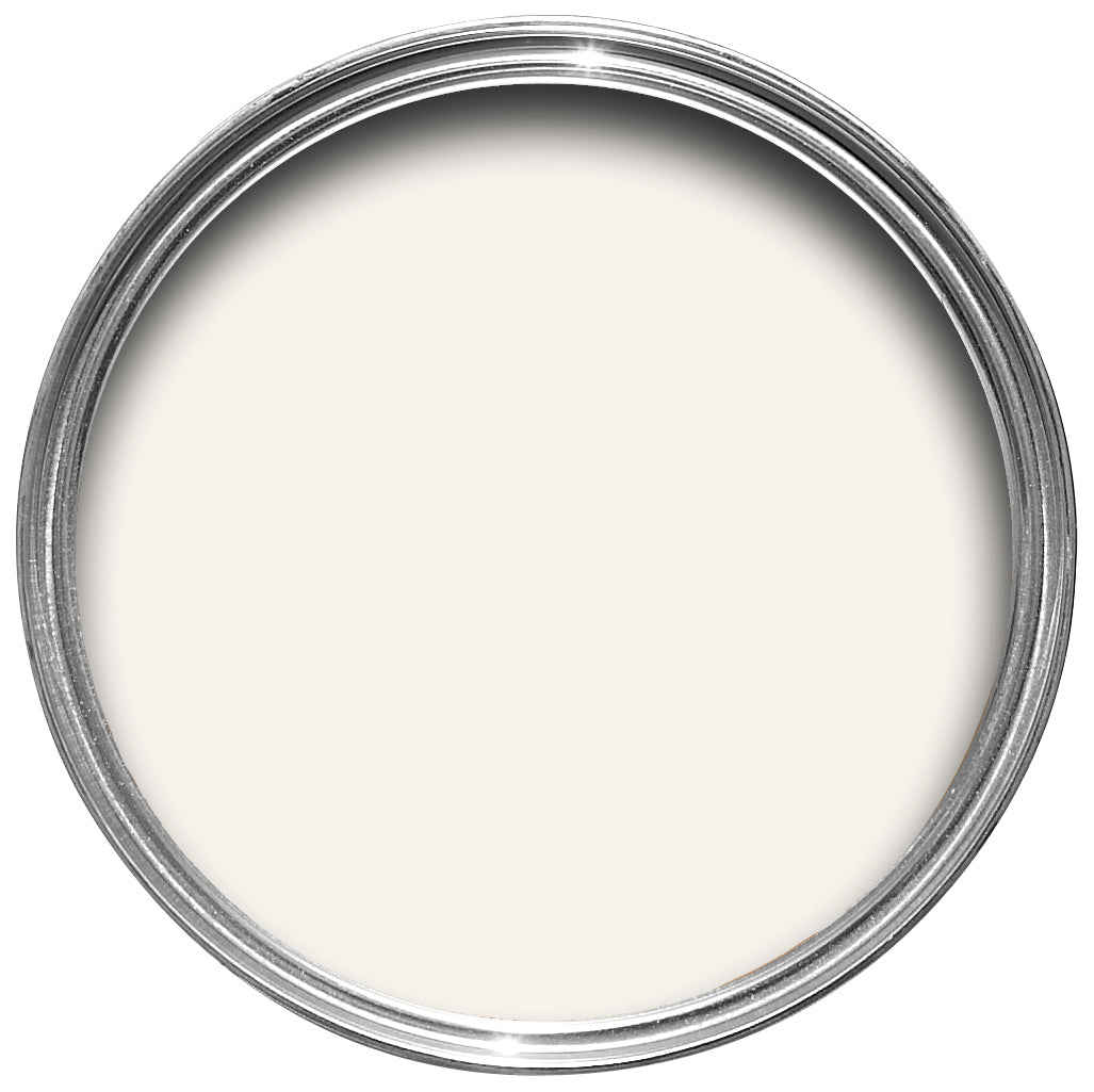 Offene Farbdose von oben von All White, dem reinsten und frischesten Weißton von Farrow & Ball 
