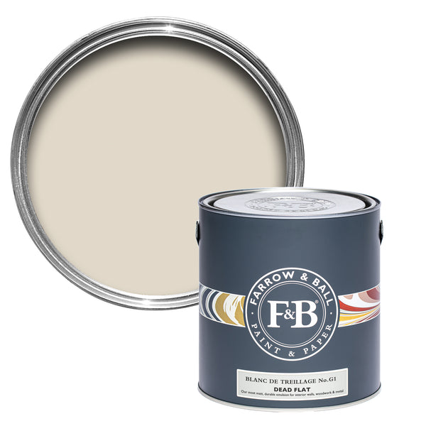 Offene Dead Flat Farbdose von Blanc De Treillage, einem eleganten Weiß-Beige
