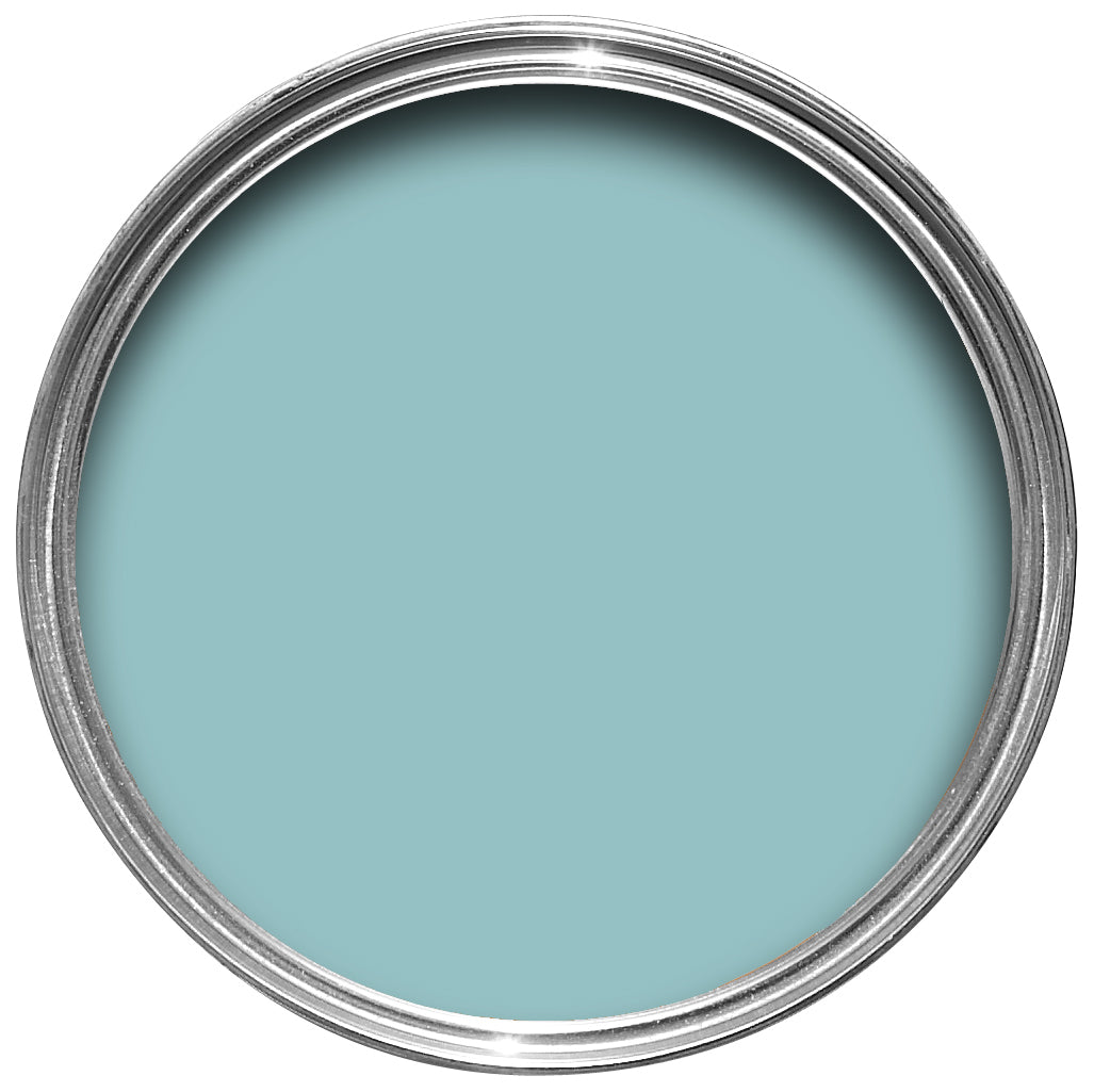 Offene Farbdose von oben von Blue Ground, einem fröhlichen Blauton