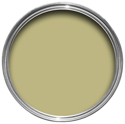 Offene Farbdose von oben von Curlish Green, einem frischen Grün mit hohem Gelb Anteil 
