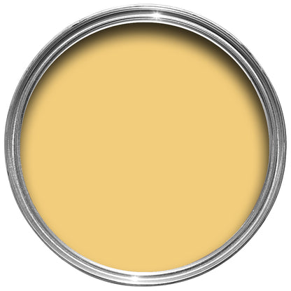 Offene Farbdose von oben von Citron, einem leuchtend frischen Citruston.