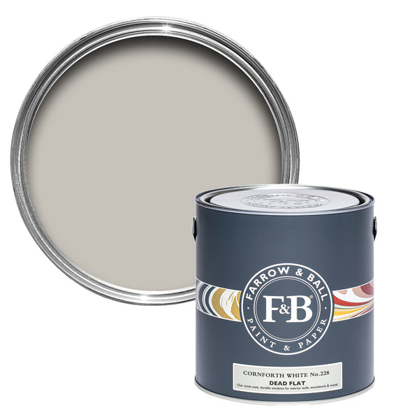 Offene Dead Flat Farbdose von Cornforth White, einem entspannten Weißton