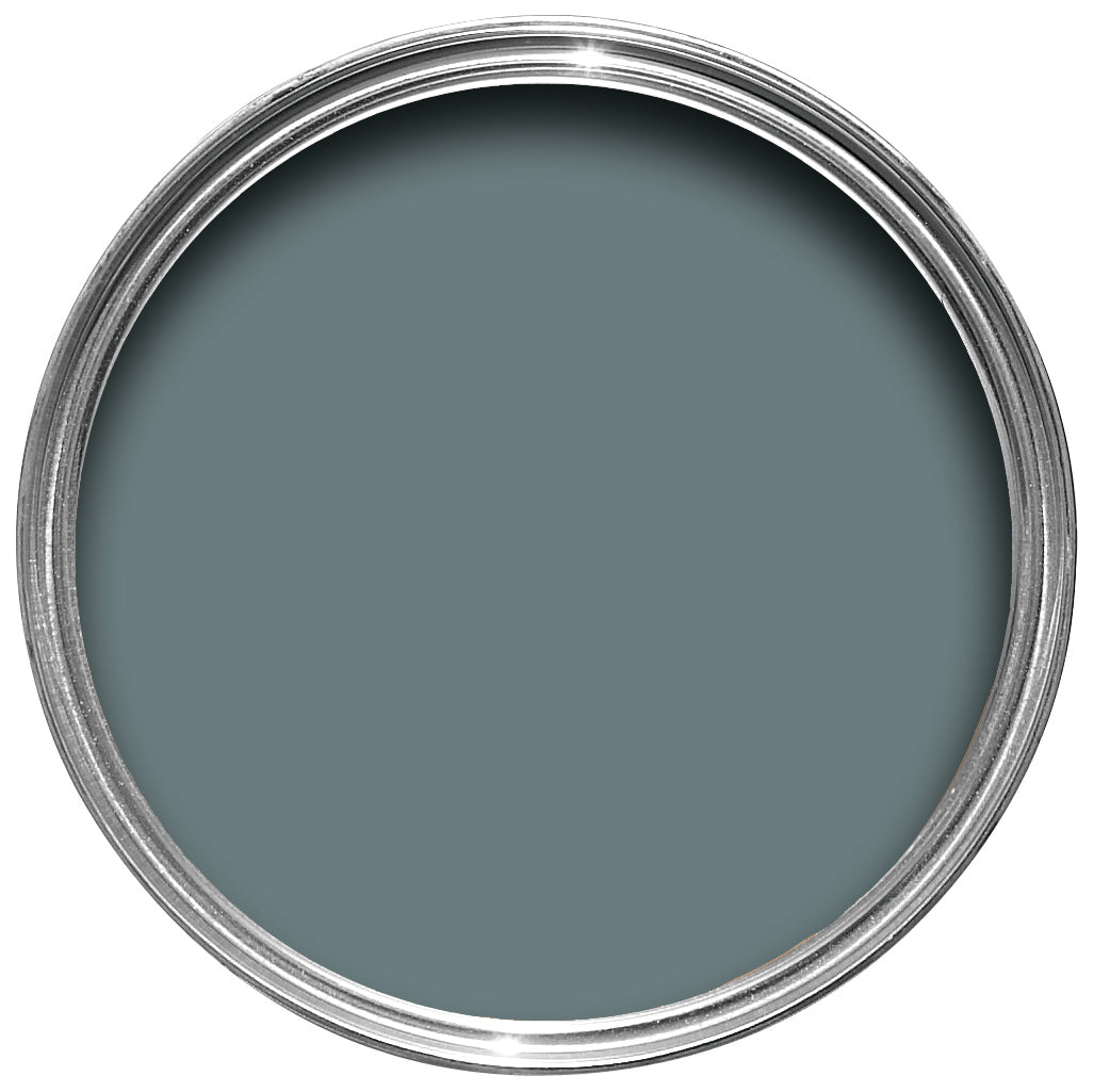Offene Farbdose von oben von De Nimes, einem elegantes Blau, wie wir es von Hosen kennen
