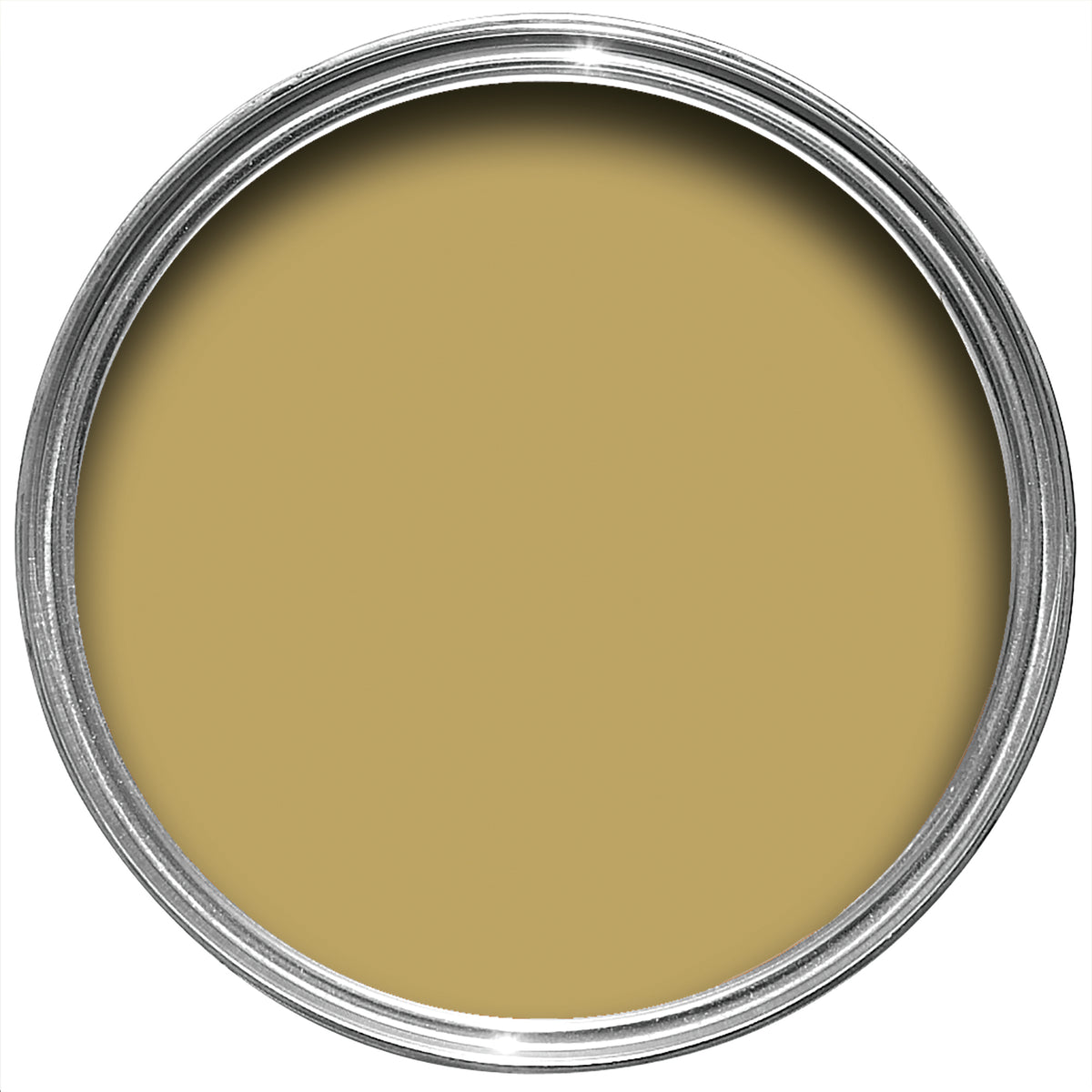Offene Farbdose von oben von Duster, einem dunklen Ocker, das von einem Staubtuch inspiriert wurde. 