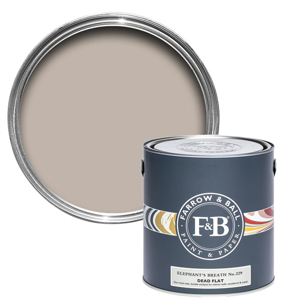 Offene Dead Flat Farbdose von Elephant's Breath, einem klassichen Taupe mit Bestseller Qualitäten