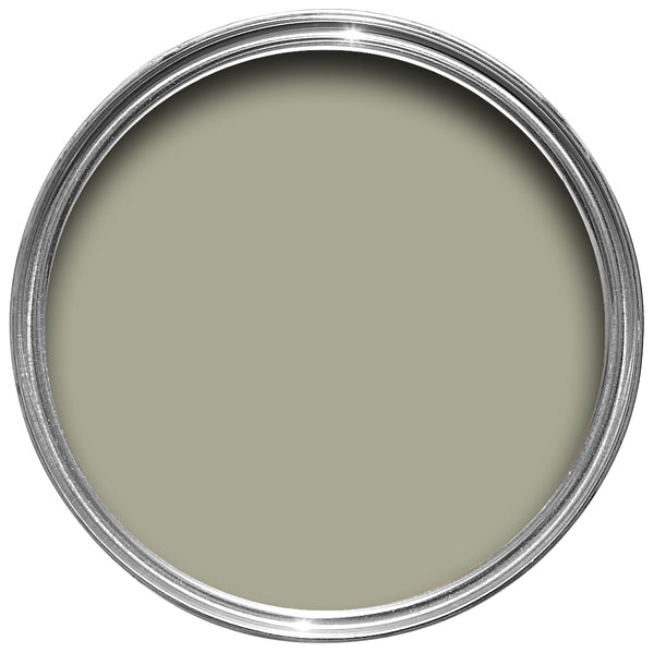 Offene Farbdose von oben von French Gray, dem subtilen aber bodenständigen und rauem Graugrün 
