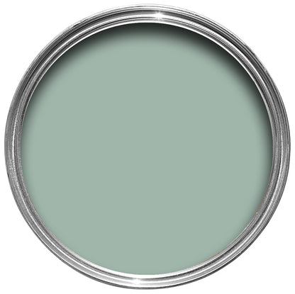 Offene Farbdose von oben von Green Blue, das je nach Tageszeit, Lage und Lichtverhältnis eher Blau oder eher Grün wirkt. 
