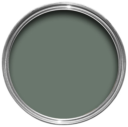 Offene Farbdose von oben von Green Smoke, einem rauchigen und dunklen Grün
