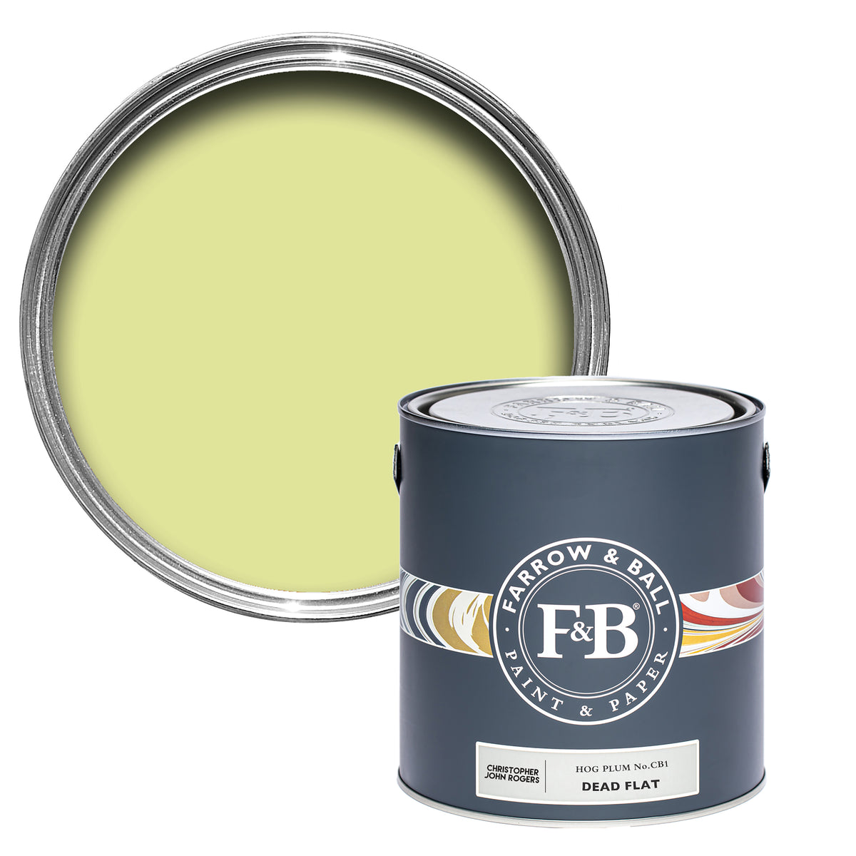 Offene Dead Flat Farbdose von Hog Plum, einem erdigen Gelb, das an die süß-saure Frucht der Schweinepflaume erinnert. 
