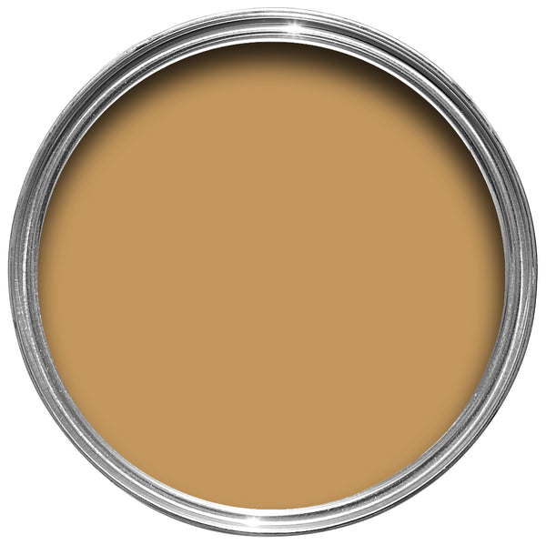 Offene Farbdose von oben von India Yellow, einem klassischen Currygelb
