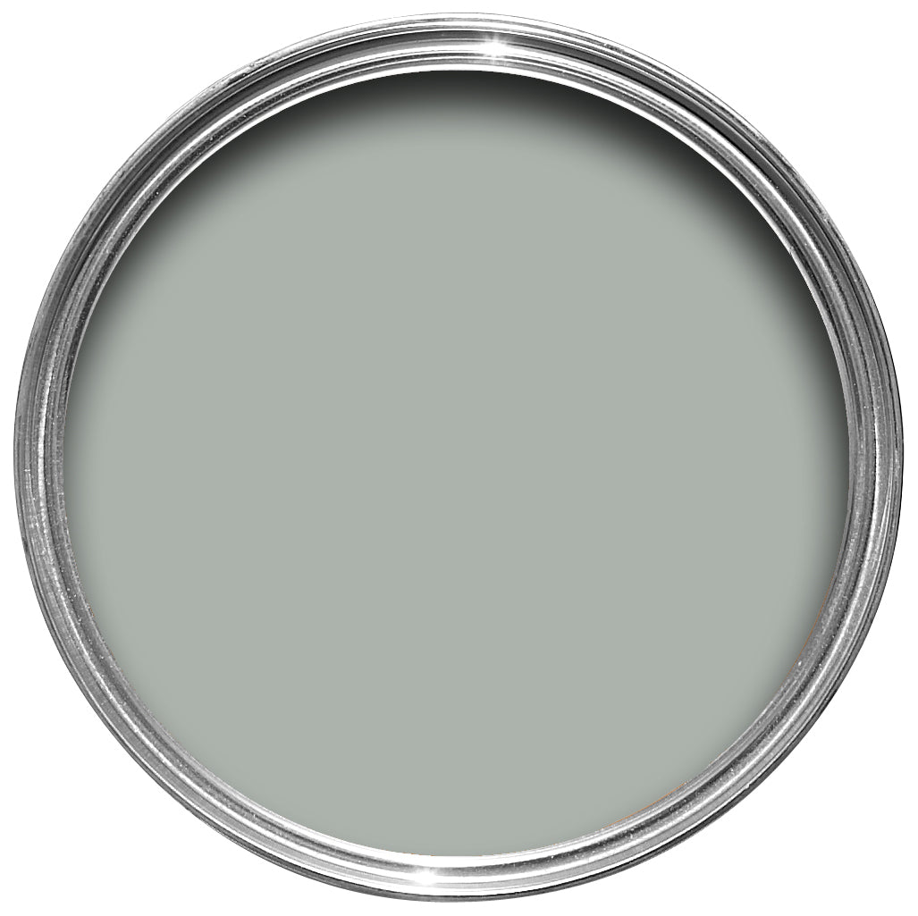Offene Farbdose von oben von Light Blue, einem hellen und leichten Blau
