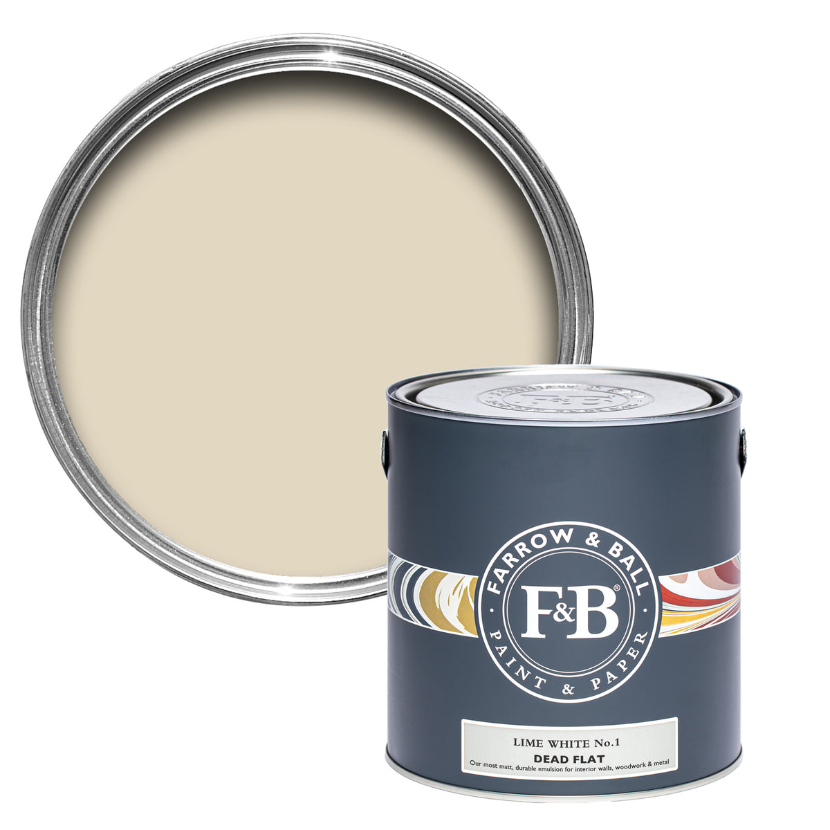 Offene Dead Flat Farbdose von Lime White, einem grünlichen Off-White