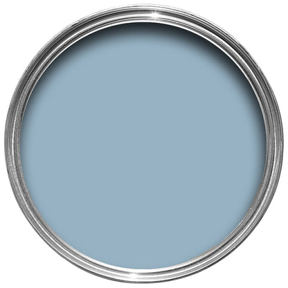 Offene Farbdose von oben von Lulworth Blue, einem Meeresblau aus der Lulworth Bucht.
