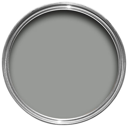 Offene Farbdose von oben von Manor House Gray, einem kühlen Grau