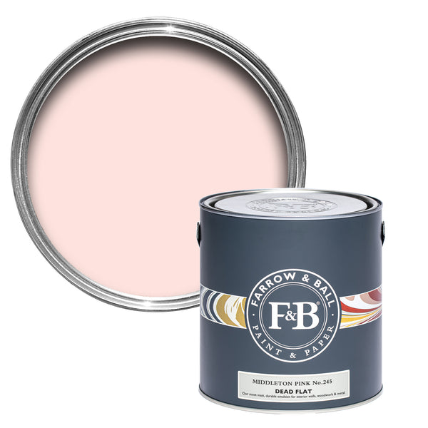 Offene Farbdose von dem reinen Rosa Middleton Pink, das lieblich und zart wirkt.