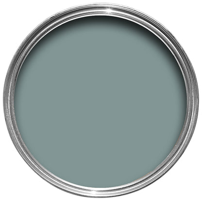 Offene Farbdose von oben von Oval Room Blue, einem königlichen und leicht schwarz eingefärbtem Blau
