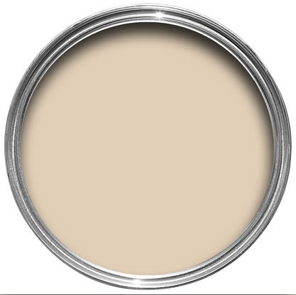 Offene Farbdose von oben von Single Cream, einem cremigen Neutralton mit rötlichen Akzenten. 