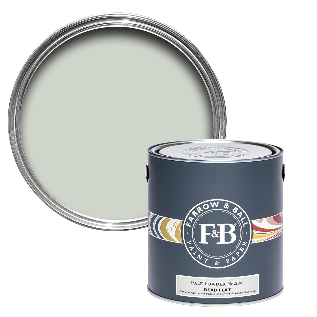 Offene Dead Flat Farbdose von Pale Powder, einem wässrigen Aquamarin 