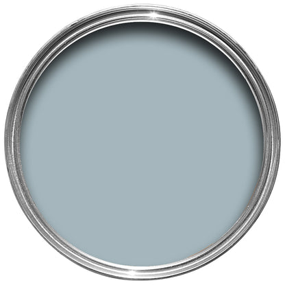 Offene Farbdose von oben von Parma Gray, einem kühlen Blau
