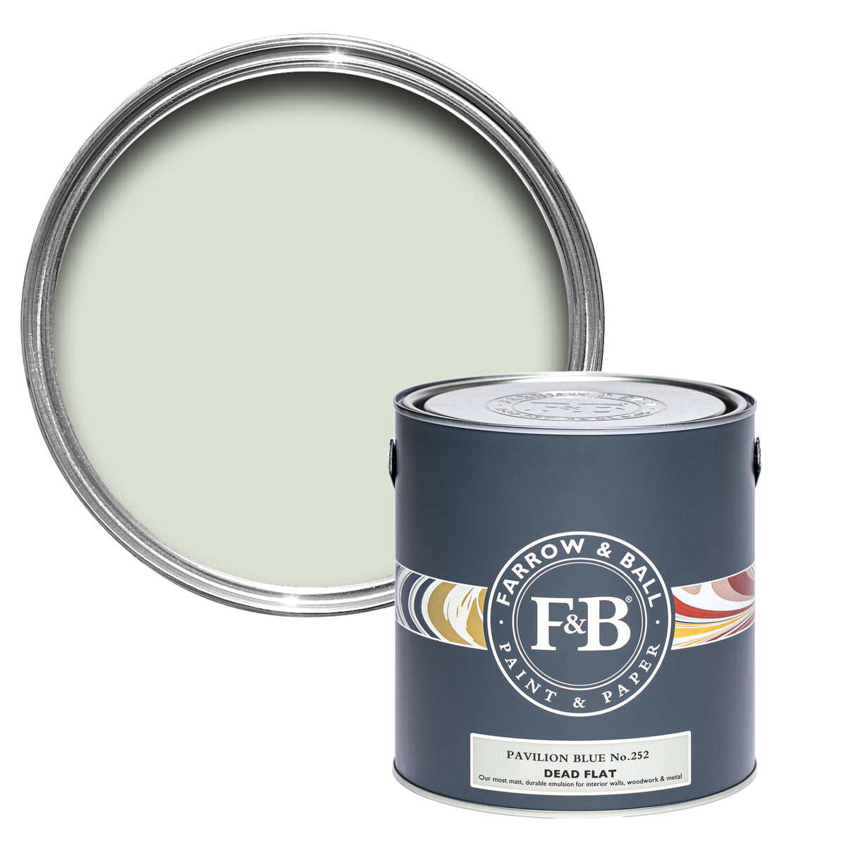 Offene Dead Flat Farbdose von Pavilion Blue, einer Kristallfarbe in der Blau nur erahnen kann 