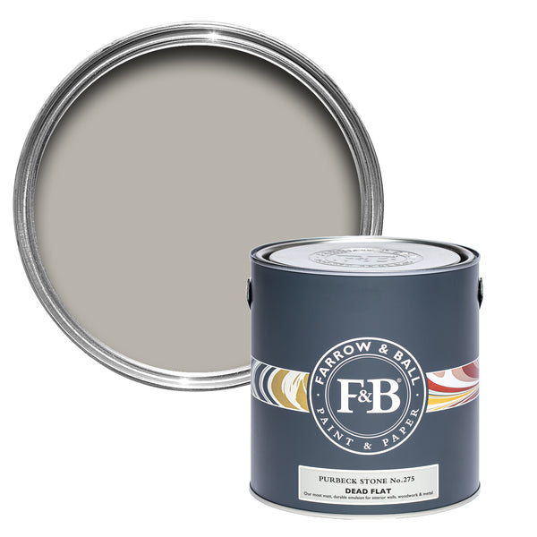 Offene Dead Flat Farbdose von Purbeck Stone, einem steinigen Grau ohne Kanten