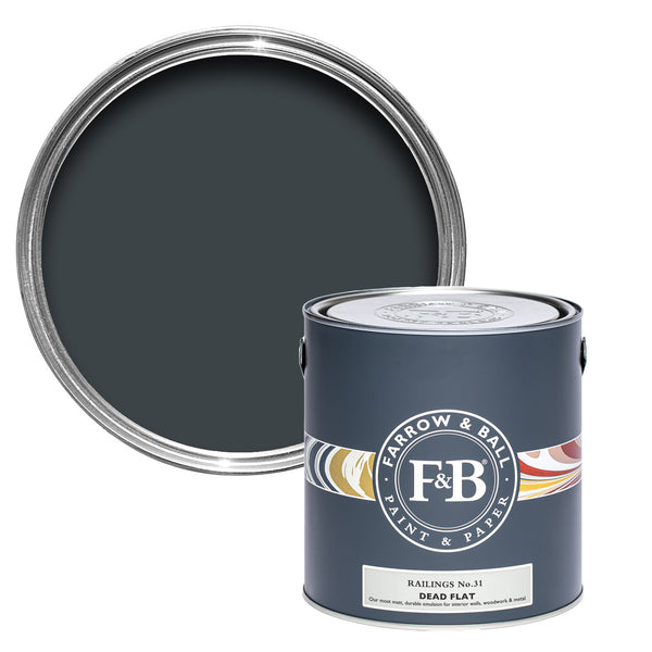 Offene Dead Flat Farbdose von Railings, einem fast schwarzen Blau