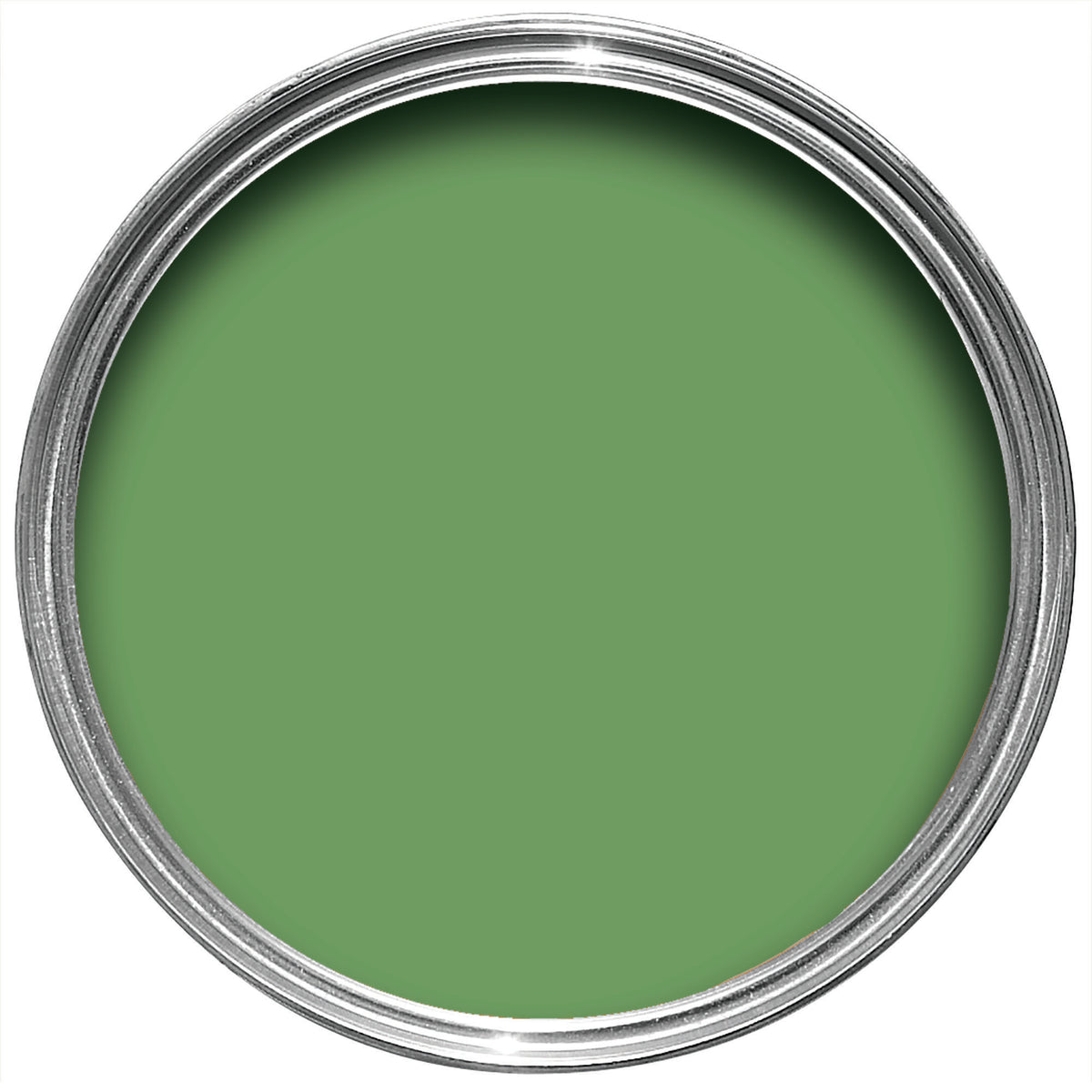 Offene Farbdose von oben von Raw Tomatillo, einem fröhlichen Grün, wie das von rohen Tomaten