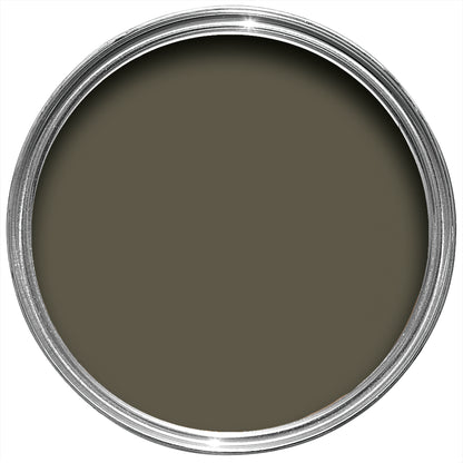 Offene Farbdose von Reduced Green, einem, für manche braunem, für andere grünem, Erdton.