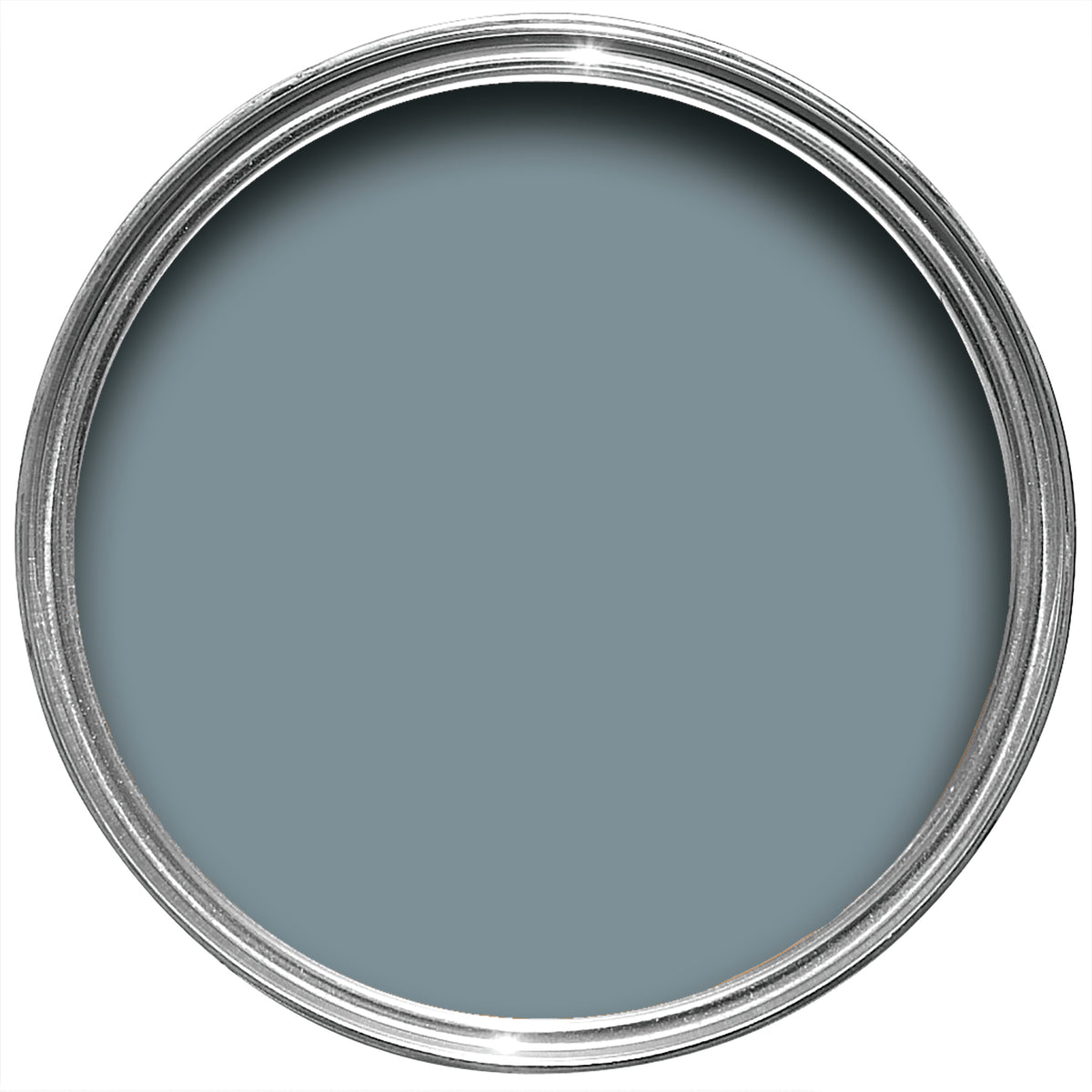 Offene Farbdose von oben von Selvedge, einem atmosphärischen Blau für dunkle Räume
