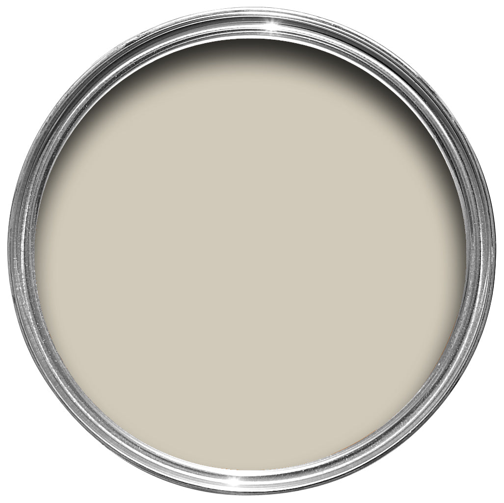 Offene Farbdose von oben von Shaded White, einem Weißton der schattig wirkt