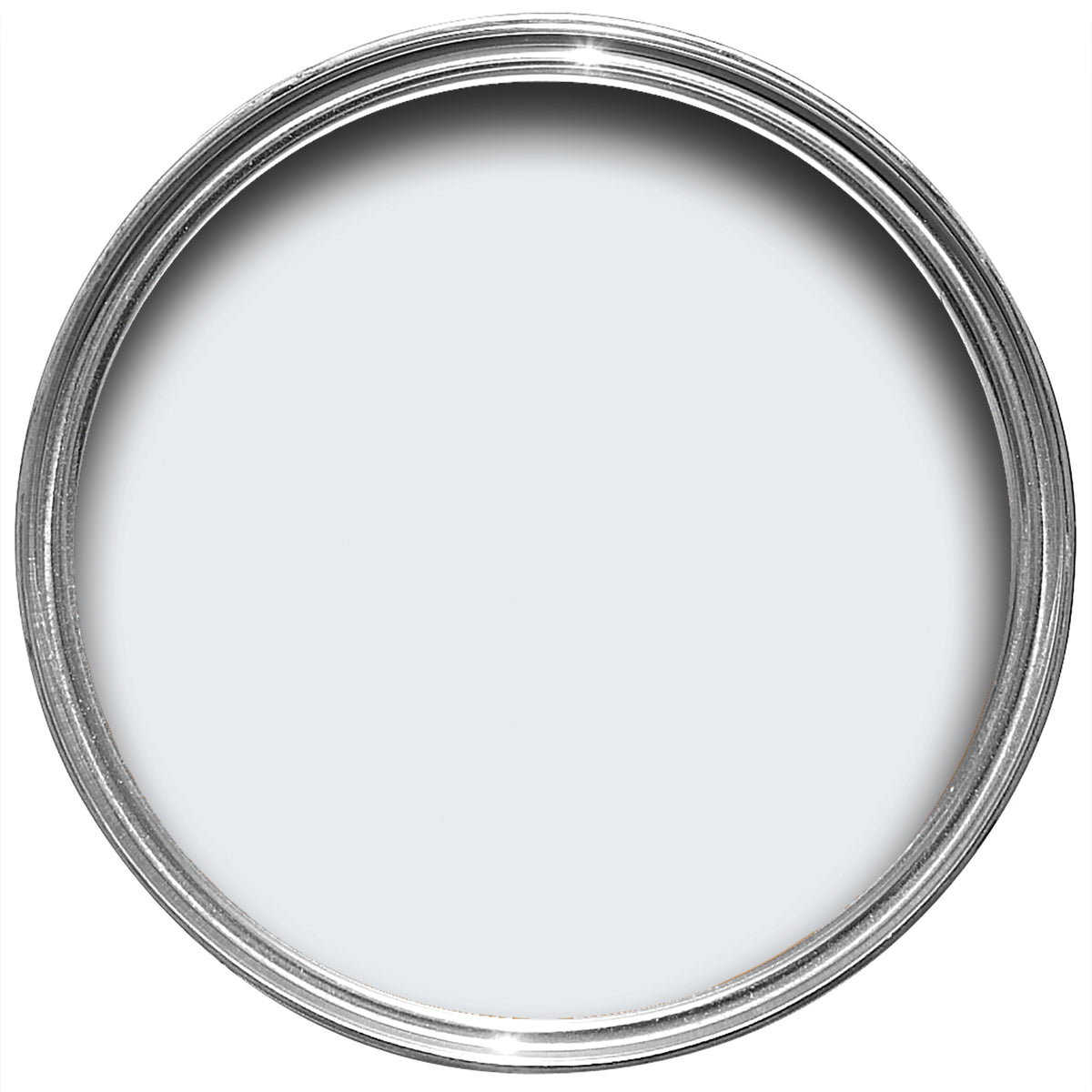 Offene Farbdose von oben von Sizing, einer neutralen Farben mit blauen Untertönen.