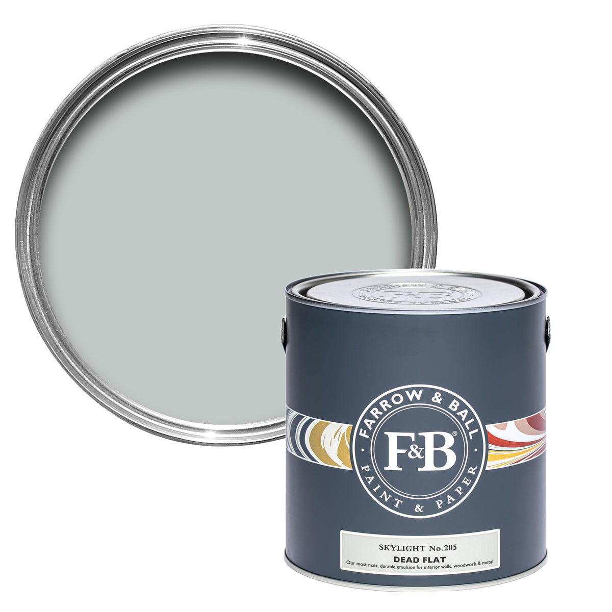Offene Dead Flat Farbdose von Skylight, einem zarten und unaufdringlichem Blaugrau