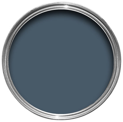 Offene Farbdose von oben von Stiffkey Blue, einem Atmosphäre bringendem dunklen Blau 
