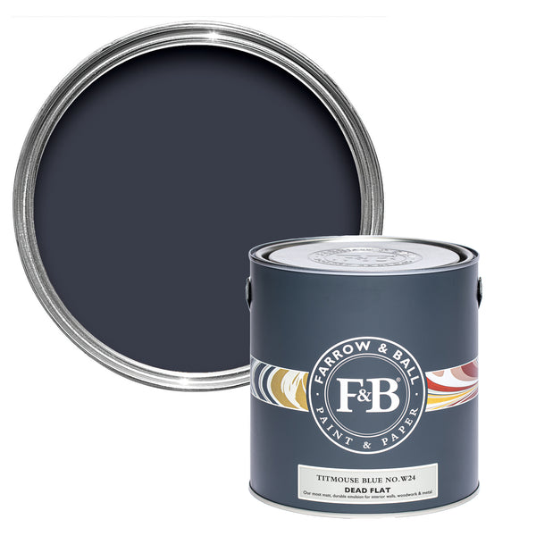 Offene Dead Flat Farbdose von Titmouse Blue, einem majestätischen, luxuriösen und beruhigendem Blau.