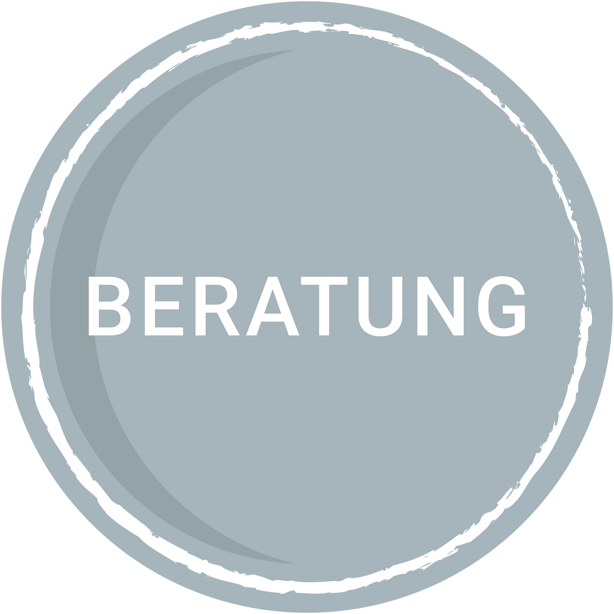 Das Wort Beratung in einem Hellblauen Kreis