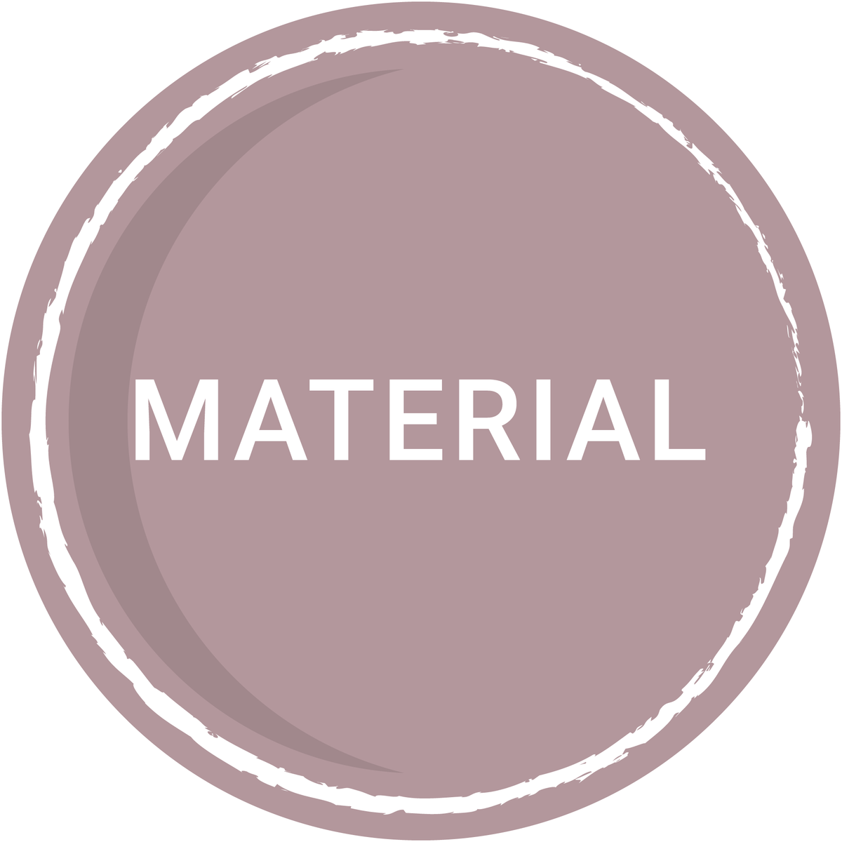 Das Wort Material in einen Fliederfarbenen Kreis
