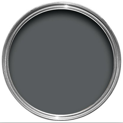 Offene Farbdose von oben von Beetle Black, einem eleganten und dezentem dunklen Grau 